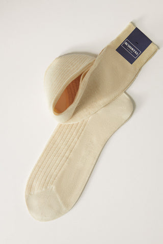 Linen-Cotton Ribbed Socks - Over-the-Calf