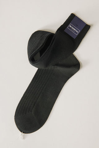 Linen-Cotton Ribbed Socks - Over-the-Calf