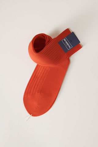 Fine Cotton Lisle Ribbed Socks - Mid-Calf