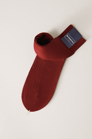 Fine Cotton Lisle Ribbed Socks - Mid-Calf