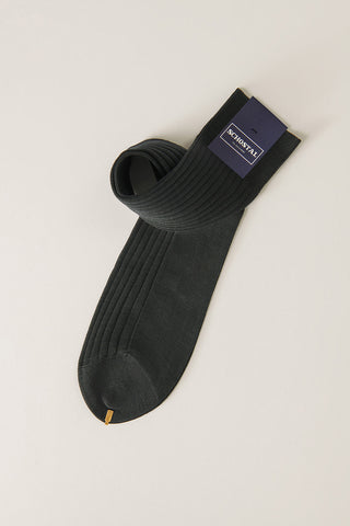 Cotton Lisle Ribbed Socks - Mid-Calf