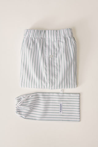 Cotton Boxers - Pinstriped - Forrest Green