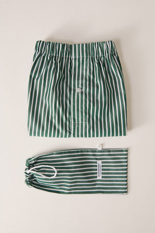 Cotton Boxers - Striped - Forest Green