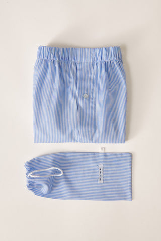 Cotton Boxers - Striped - Sky
