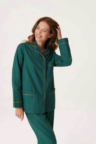 Premium Cotton Flannel Pajama Set - Emerald Green
