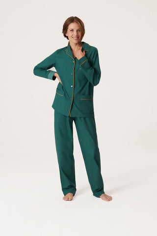 Premium Cotton Flannel Pajama Set - Emerald Green