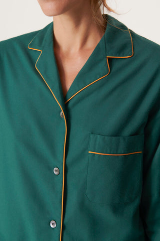 Premium Cotton Flannel Pajama Set - Emerald Green
