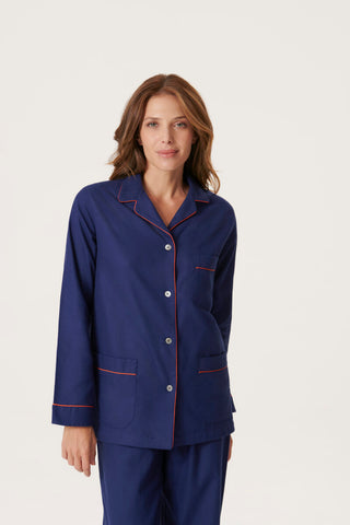 Premium Cotton Flannel Pajama Set - Navy Blue