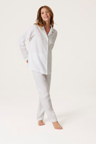 Pure Linen Pajama Set - White