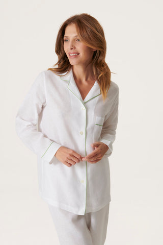 Pure Linen Pajama Set - White