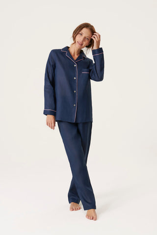 Pure Linen Pajama Set - Denim Blue