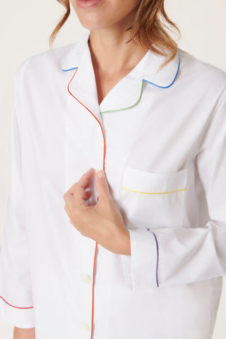 Rainbow Cotton Pajama Set - Pure White