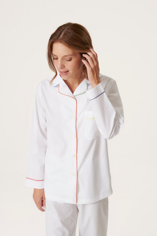 Rainbow Cotton Pajama Set - Pure White