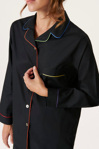 Rainbow Cotton Pajama Set - Jet Black