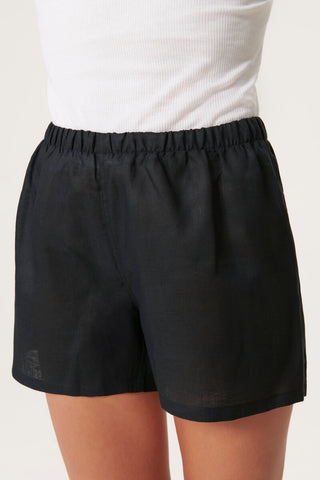 Pure Linen Leisure Shorts - Jet Black