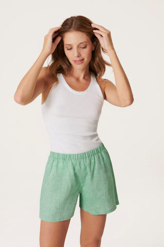 Pure Linen Leisure Shorts - Peppermint