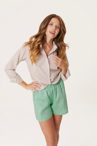 Pure Linen Leisure Shorts - Peppermint