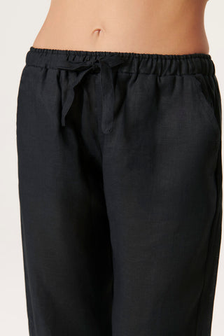 Pure Linen Lounge Pants - Jet Black