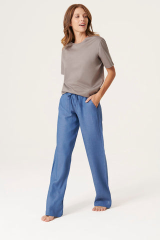 Pure Linen Lounge Pants - Steel Blue