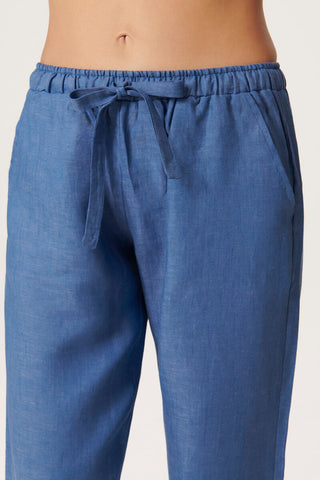 Pure Linen Lounge Pants - Steel Blue