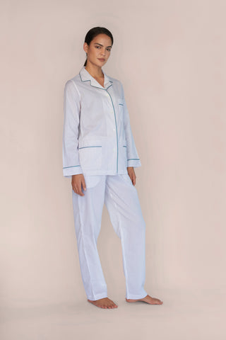 Ultra-Light Cotton Pajama Set - Striped - Beige