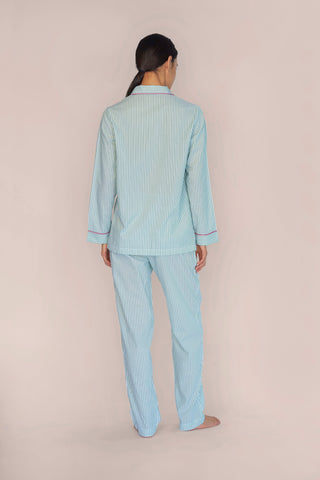 Ultra-Light Cotton Pajama Set - Striped - Kelly Green