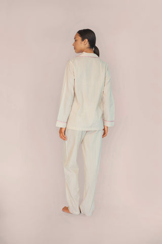 Ultra-Light Cotton Pajama Set - Pinstriped - Beige