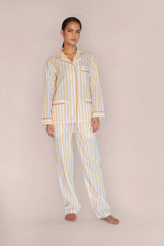 Ultra-Light Cotton Pajama Set - Striped - Limoncello Yellow