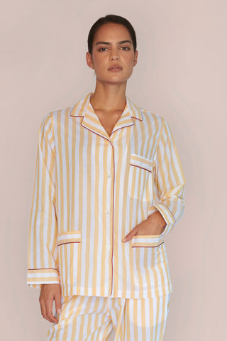 Ultra-Light Cotton Pajama Set - Striped - Limoncello Yellow