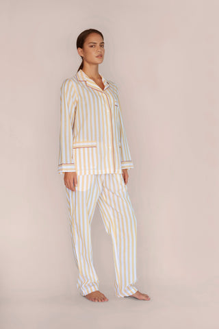 Ultra-Light Cotton Pajama Set - Striped - Limoncello Yellow