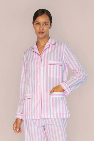 Ultra-Light Cotton Pajama Set - Striped - Dusty Rose