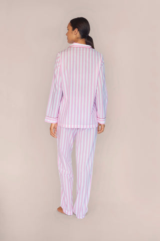 Ultra-Light Cotton Pajama Set - Striped - Dusty Rose