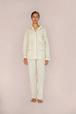 Ultra-Light Cotton Pajama Set - Striped - Limoncello Yellow