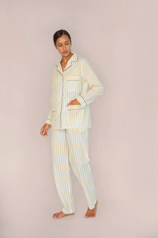 Ultra-Light Cotton Pajama Set - Striped - Limoncello Yellow