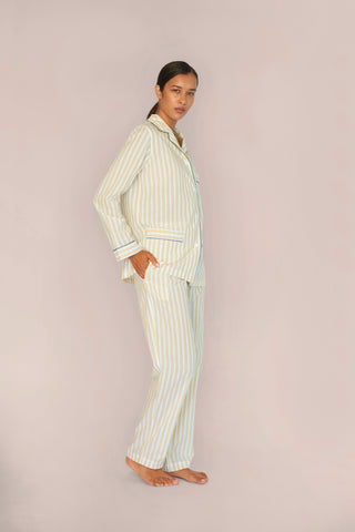 Ultra-Light Cotton Pajama Set - Striped - Limoncello Yellow