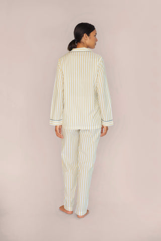 Ultra-Light Cotton Pajama Set - Striped - Limoncello Yellow