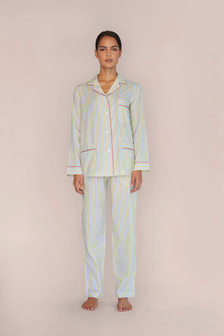 Ultra-Light Cotton Pajama Set - Striped - Limoncello Yellow