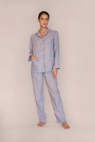 Ultra-Light Cotton Pajama Set - Pinstriped - Cocoa Taupe