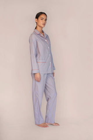 Ultra-Light Cotton Pajama Set - Pinstriped - Cocoa Taupe