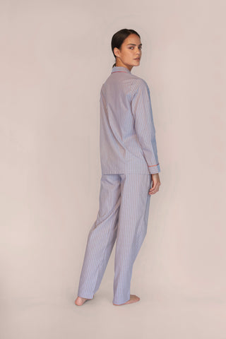 Ultra-Light Cotton Pajama Set - Pinstriped - Cocoa Taupe