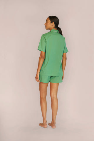 Lightweight Cotton Pajama Shorts Set - Kelly Green