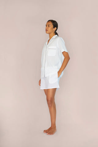 Lightweight Cotton Pajama Shorts Set - Chalk White
