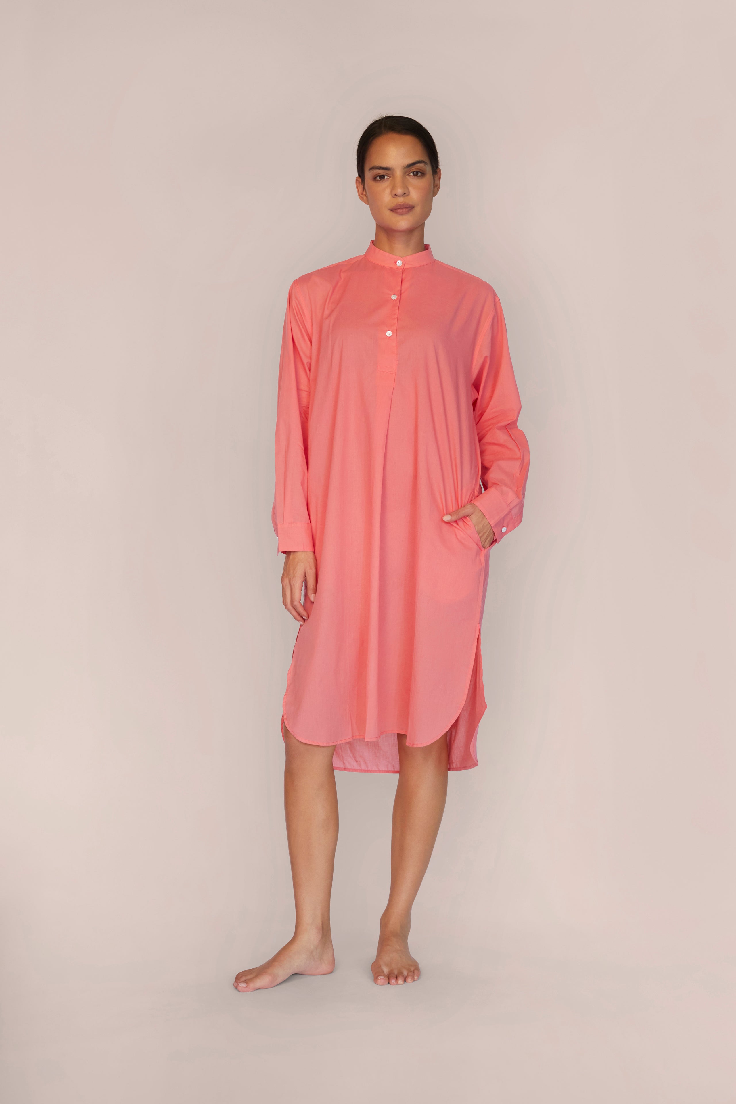 Lightweight Cotton Sleep Shirt - Coral Peach | Women Coral Peach / 50-2XL Lightweight Cotton Sleep Shirt - Coral Peach | Women Coral Peach / 50-2XL