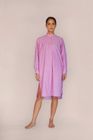 Ultra-Light Cotton Nightshirt - Pinstriped - Candy Rose