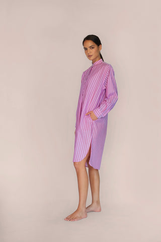 Ultra-Light Cotton Nightshirt - Pinstriped - Candy Rose