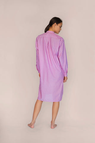 Ultra-Light Cotton Nightshirt - Pinstriped - Candy Rose