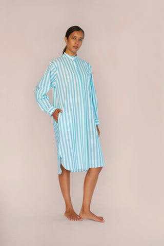 Ultra-Light Cotton Nightshirt - Striped - Mint Green