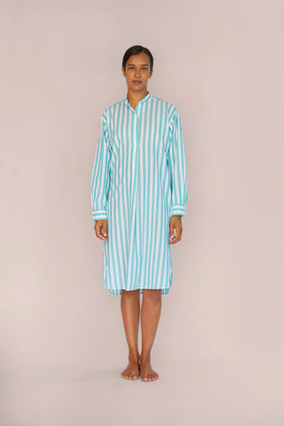 Ultra-Light Cotton Nightshirt - Striped - Mint Green