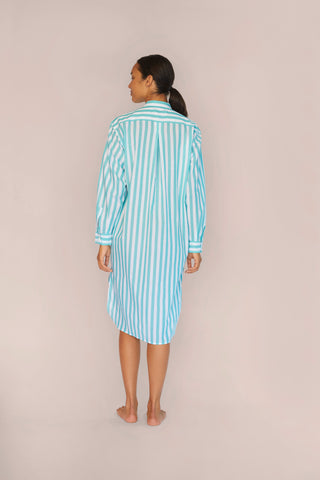 Ultra-Light Cotton Nightshirt - Striped - Mint Green