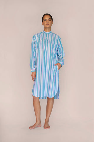 Ultra-Light Cotton Nightshirt - Striped - Forest Green